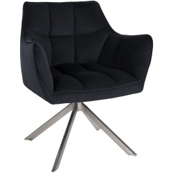 Silla de comedor tipo columpio en terciopelo y acero inoxidable negro