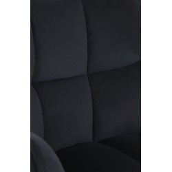 Silla de comedor tipo columpio en terciopelo y acero inoxidable negro