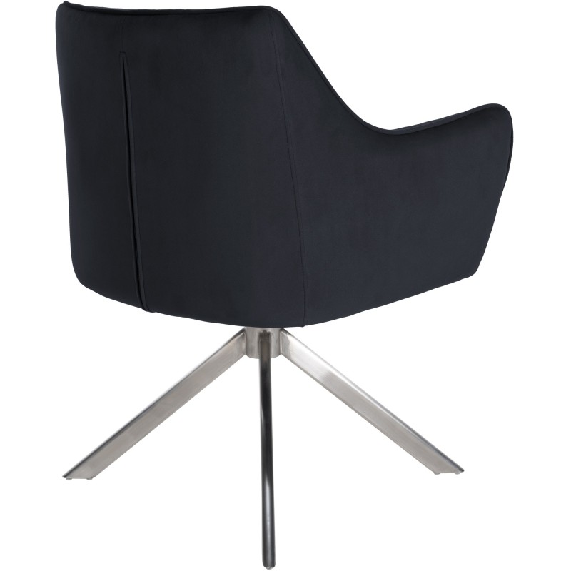 Silla de comedor tipo columpio en terciopelo y acero inoxidable negro