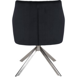 Silla de comedor tipo columpio en terciopelo y acero inoxidable negro