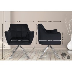 Silla de comedor tipo columpio en terciopelo y acero inoxidable negro