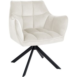 Silla de comedor tipo columpio en terciopelo negro y crema