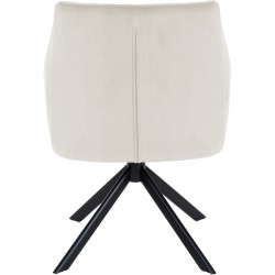 Silla de comedor tipo columpio en terciopelo negro y crema