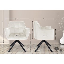 Silla de comedor tipo columpio en terciopelo negro y crema