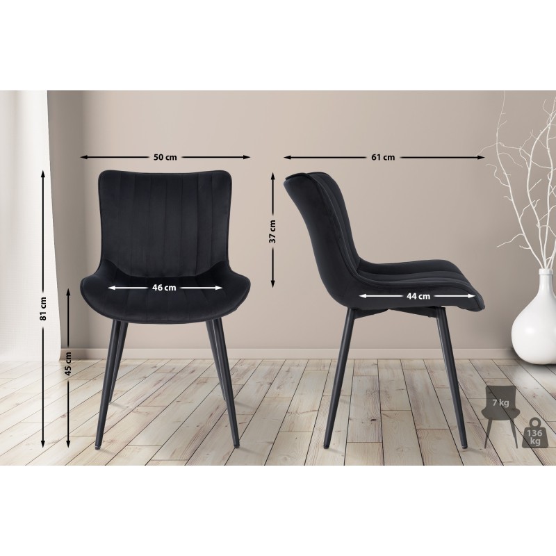 Silla Largo en terciopelo negro
