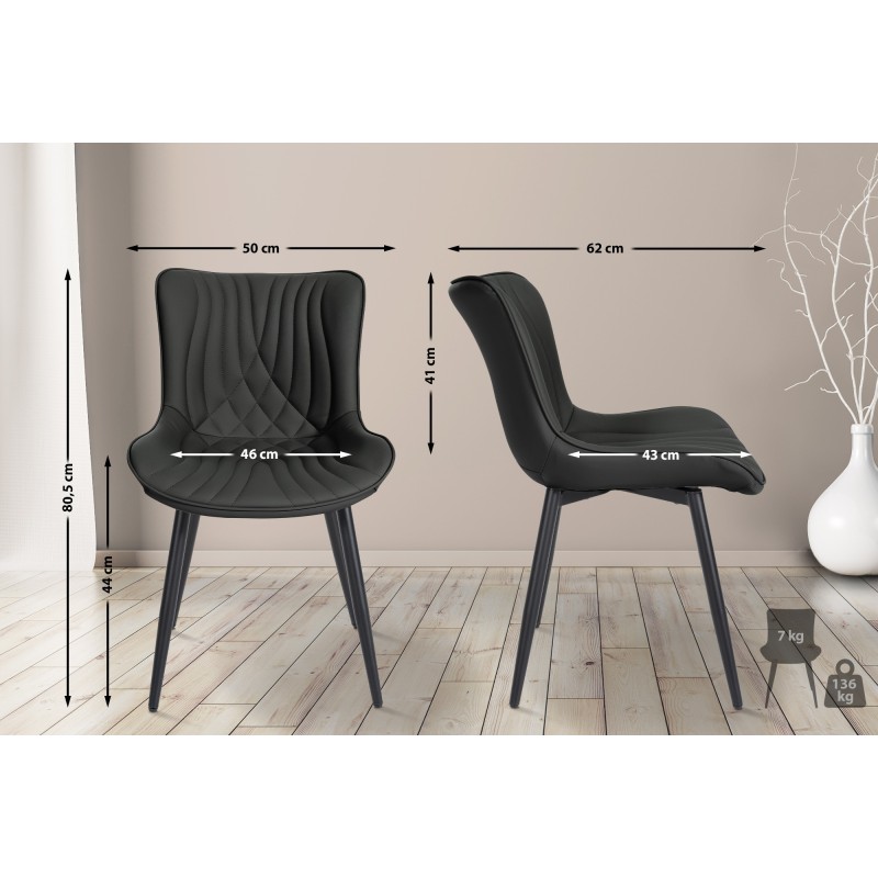 Silla Brady, piel sintética negra Silla Brady, piel sintética negra