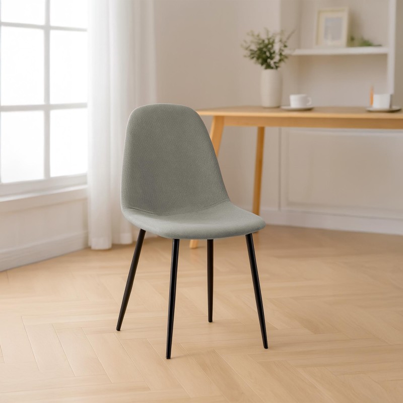 Silla de comedor Napier en tela gris claro