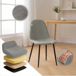 Silla de comedor Napier en tela gris claro Silla de comedor Napier en tela gris claro