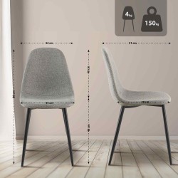 Silla de comedor Napier en tela gris claro Silla de comedor Napier en tela gris claro