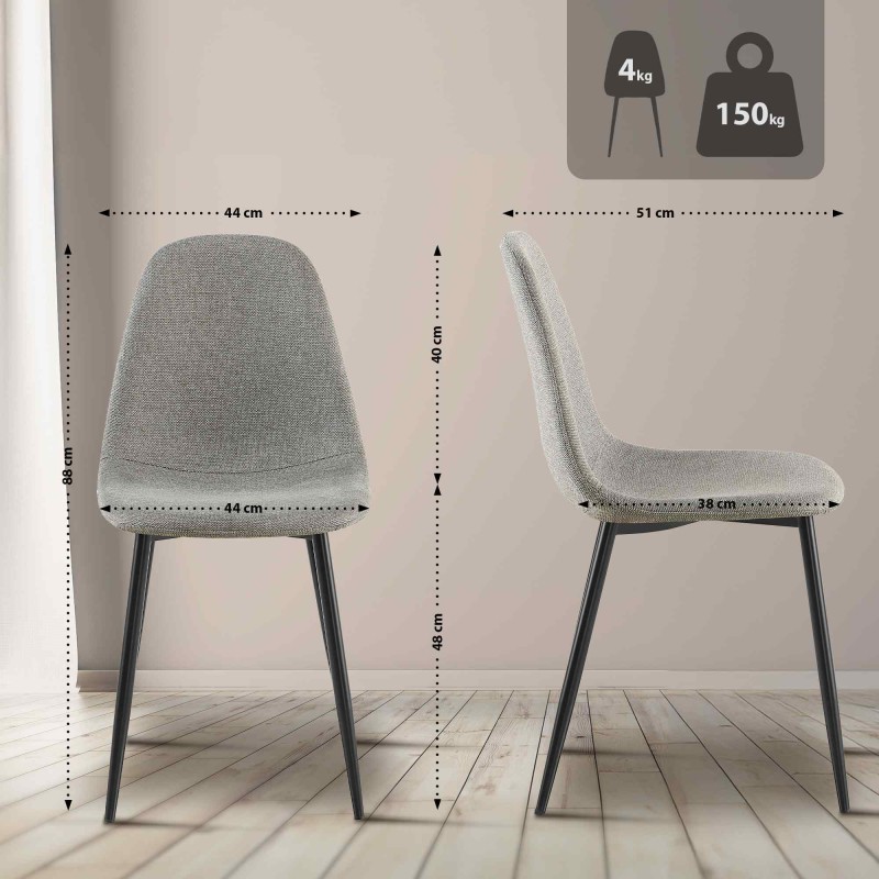 Silla de comedor Napier en tela gris claro