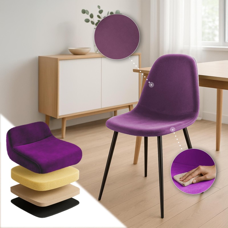 Silla de comedor Napier en terciopelo morado
