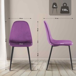 Silla de comedor Napier en terciopelo morado Silla de comedor Napier en terciopelo morado