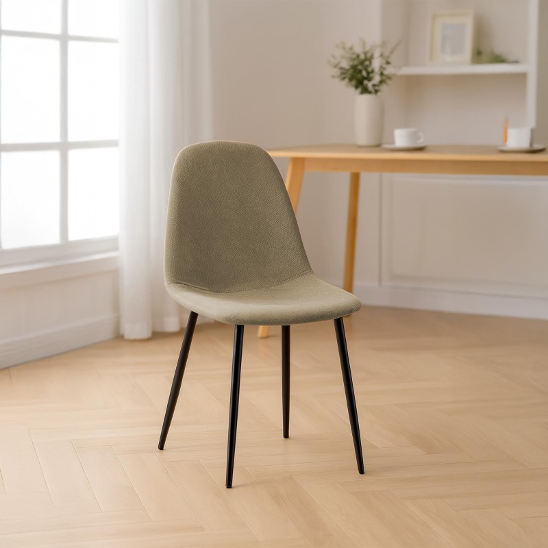 Silla de comedor Napier en tela color topo