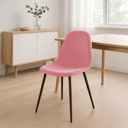 Silla de comedor Napier en terciopelo rosa
