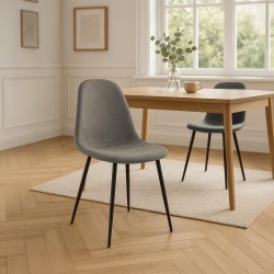 Silla de comedor vintage Napier en piel sintética gris oscuro