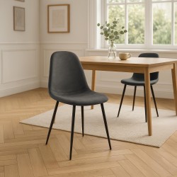 Silla de comedor Napier vintage de piel sintética negra