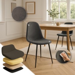 Silla de comedor Napier vintage de piel sintética negra