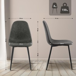 Silla de comedor Napier vintage de piel sintética negra