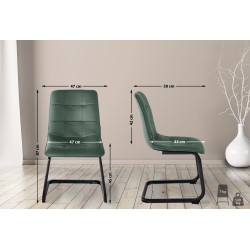 Silla de comedor Vermont en terciopelo verde oscuro