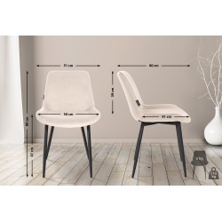 Silla de comedor Victoria de terciopelo color crema Silla de comedor Victoria de terciopelo color crema