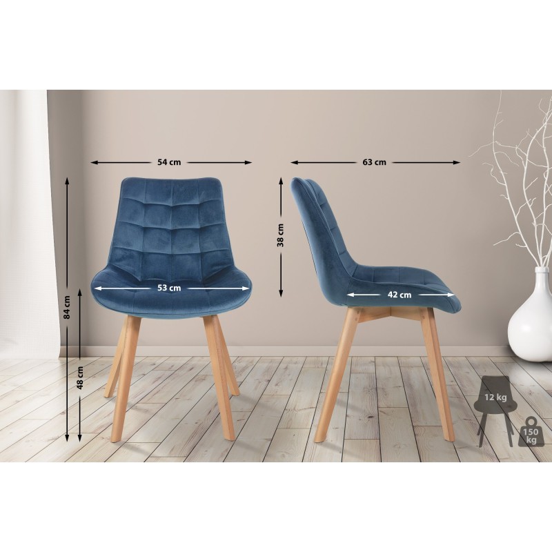 Silla Brook en terciopelo azul