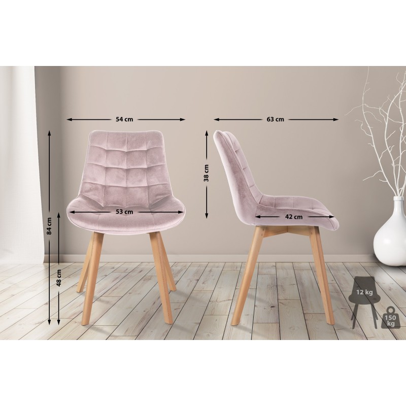 Silla Brook en terciopelo rosa