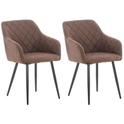 Juego de 2 sillas de comedor Shila en tela marrón