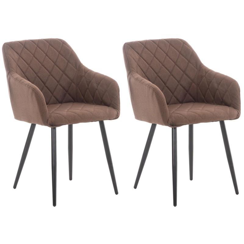 Juego de 2 sillas de comedor Shila en tela marrón Juego de 2 sillas de comedor Shila en tela marrón