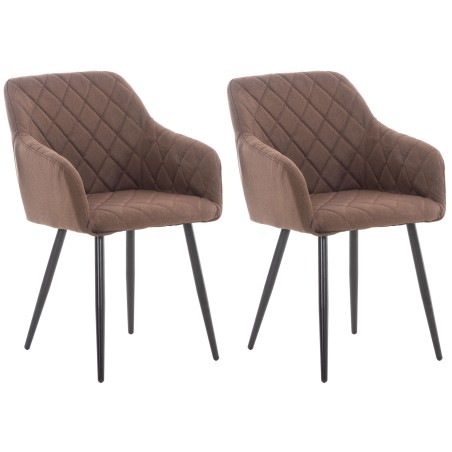 Juego de 2 sillas de comedor Shila en tela marrón