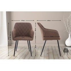 Juego de 2 sillas de comedor Shila en tela marrón Juego de 2 sillas de comedor Shila en tela marrón