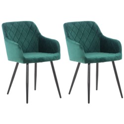 Juego de 2 sillas de comedor Shila en terciopelo verde