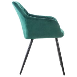 Juego de 2 sillas de comedor Shila en terciopelo verde