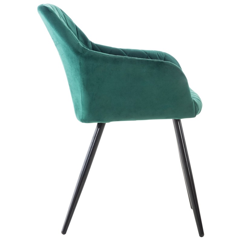 Juego de 2 sillas de comedor Shila en terciopelo verde