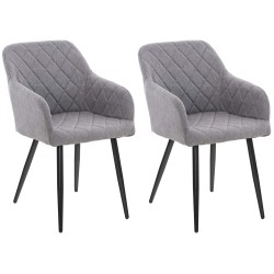 Juego de 2 sillas de comedor Shila en tela gris