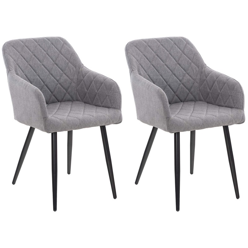 Juego de 2 sillas de comedor Shila en tela gris Juego de 2 sillas de comedor Shila en tela gris