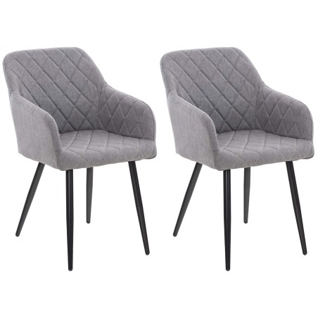 Juego de 2 sillas de comedor Shila en tela gris