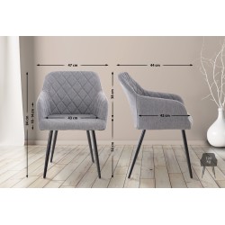 Juego de 2 sillas de comedor Shila en tela gris Juego de 2 sillas de comedor Shila en tela gris