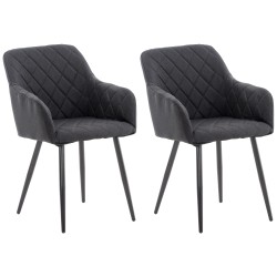 Juego de 2 sillas de comedor Shila en tela negra