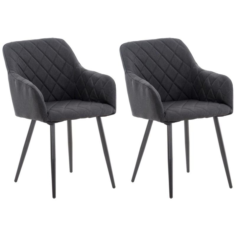 Juego de 2 sillas de comedor Shila en tela negra Juego de 2 sillas de comedor Shila en tela negra