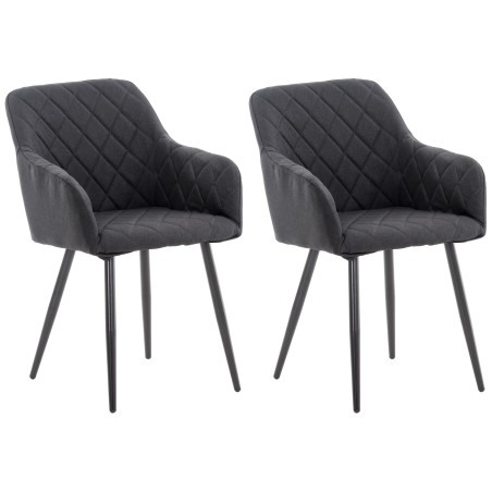Juego de 2 sillas de comedor Shila en tela negra