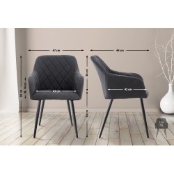 Juego de 2 sillas de comedor Shila en tela negra Juego de 2 sillas de comedor Shila en tela negra