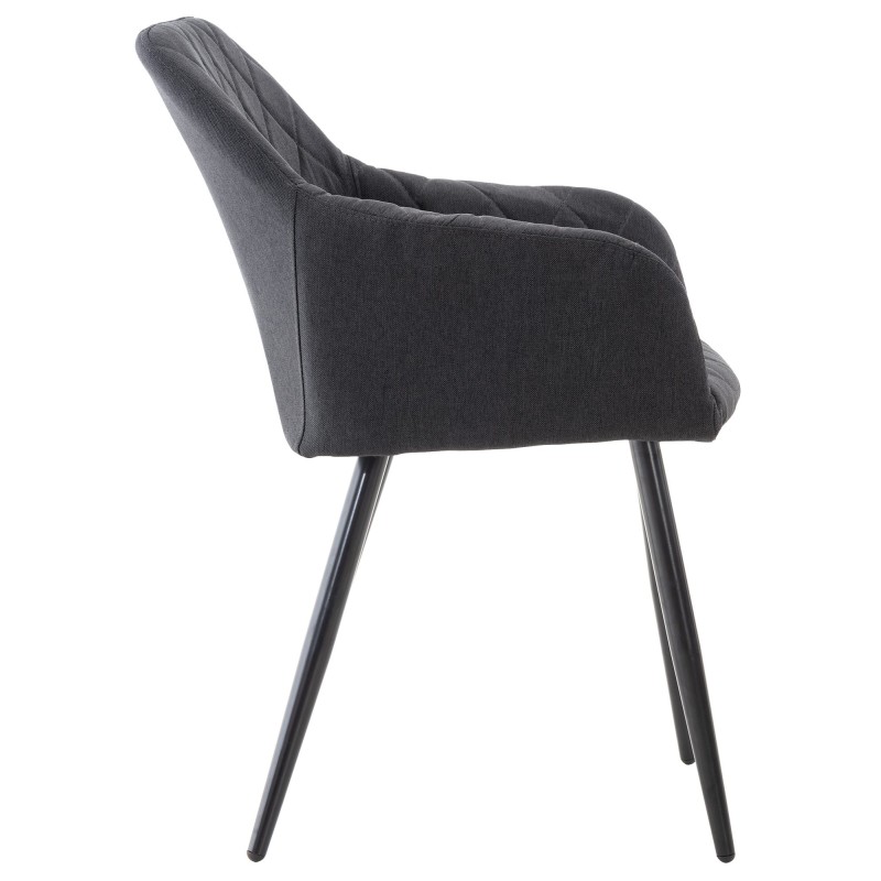 Juego de 2 sillas de comedor Shila en tela negra