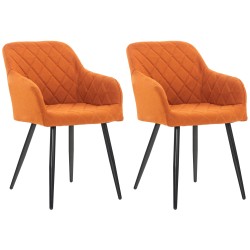 Juego de 2 sillas de comedor Shila en tela naranja
