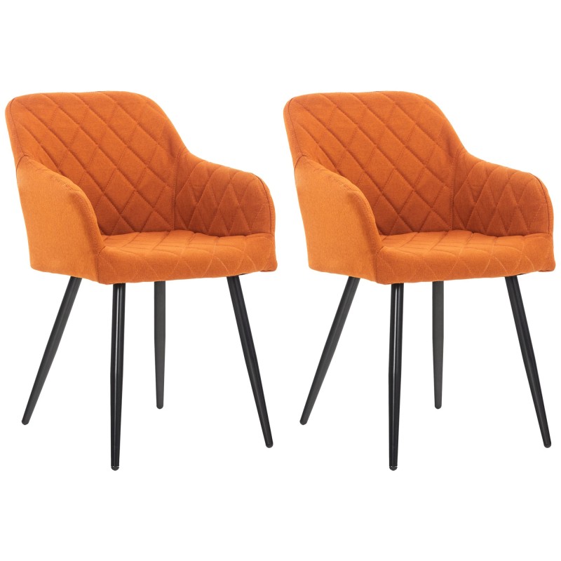 Juego de 2 sillas de comedor Shila en tela naranja Juego de 2 sillas de comedor Shila en tela naranja