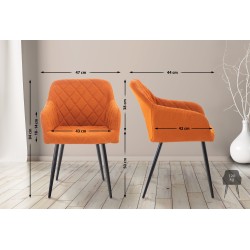 Juego de 2 sillas de comedor Shila en tela naranja Juego de 2 sillas de comedor Shila en tela naranja
