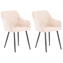 Juego de 2 sillas de comedor Shila en terciopelo beige