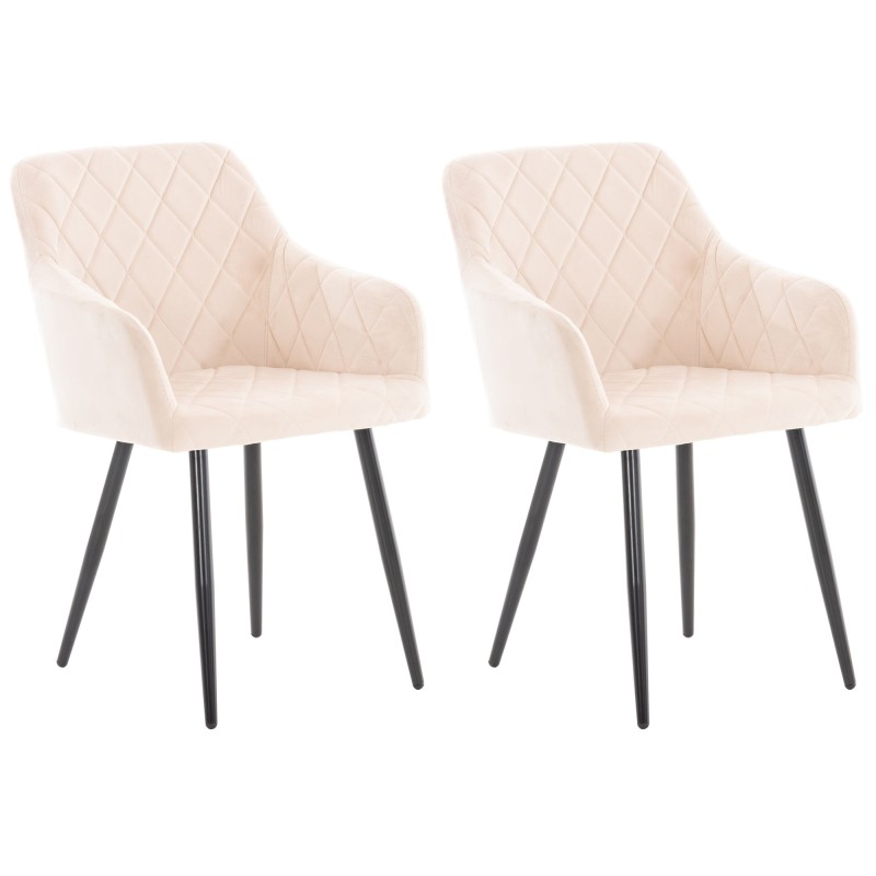 Juego de 2 sillas de comedor Shila en terciopelo beige Juego de 2 sillas de comedor Shila en terciopelo beige