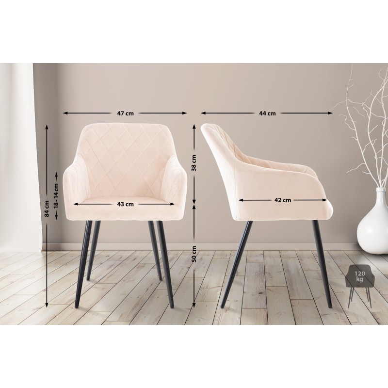 Juego de 2 sillas de comedor Shila en terciopelo beige