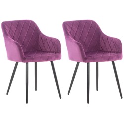 Juego de 2 sillas de comedor Shila en terciopelo morado