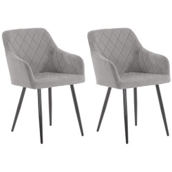 Juego de 2 sillas de comedor Shila en terciopelo gris